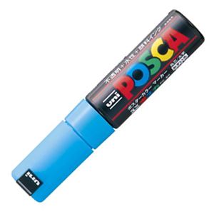 （まとめ） 三菱鉛筆 水性マーカー ポスカ 太字角芯 水色 PC8K.8 1本 【×20セット】