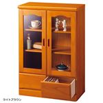 ガラス扉付きサイドボード 木製(天然木) 【1： 幅60cm/2杯】 ライトブラウン 