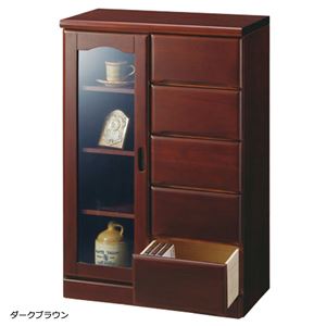 ガラス扉付きサイドボード 木製(天然木) 【4： 幅60cm/5杯】 ダークブラウン