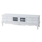 テレビ台/テレビボード (ピュアホワイトアンティーク飾り家具) 【幅150cm】 木製 アンティーク調/猫足