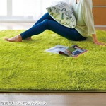 さらふわシャギーラグマット(ホットカーペット対応) 【サークル(円形)/約185cm×185cm】 アップルグリーン(緑)