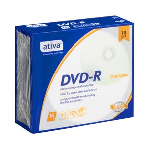 （業務用セット） ativa データ用DVD-R 4.7GB ホワイトレーベル 個別ケース 10枚入 【×5セット】