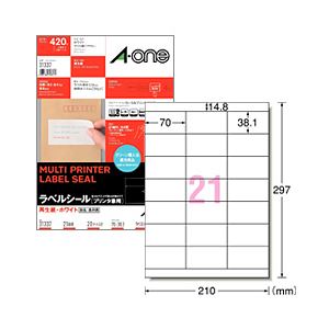 （業務用セット） マルチプリンタラベル再生紙（A4） 面数：21面 1パック（20枚）  【×10セット】