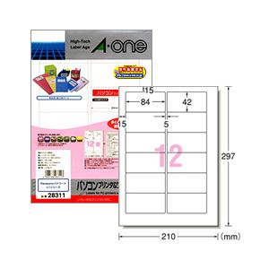 （業務用セット） パソコンプリンタ＆ワープロラベルシール（A4） Panasonic 12面（1片：縦42.0×横84.0mm） 1パック（20枚）  【×10セット】