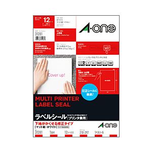 （業務用セット） マルチプリンタラベル 下地がかくせるタイプ（A4） ノーカット 1パック（12枚）  【×10セット】