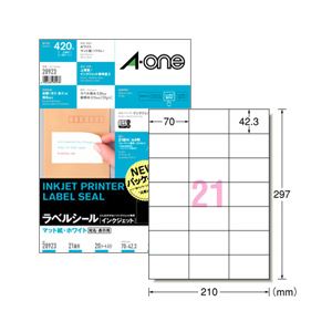 （業務用セット） インクジェットプリンタラベル（A4）21面 1片ラベル外寸法：縦42.3×横70.0mm 1パック（20枚）  【×6セット】