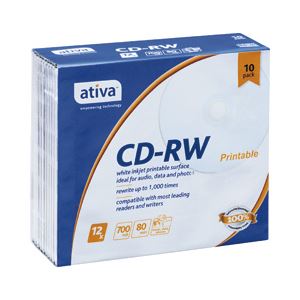 （業務用セット） ativa CD-RW 700MB ホワイトレーベル 個別ケース 10枚入 【×3セット】