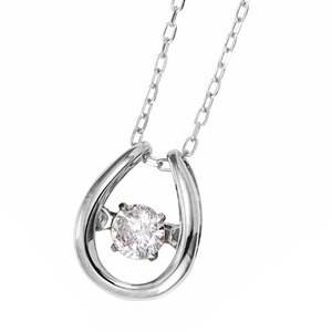 ダイヤモンドペンダント/ネックレス 一粒  K18 ホワイトゴールド 0.08ct ダンシングストーン ダイヤモンドスウィングネックレス 揺れるダイヤが輝きを増す☆ 馬蹄モチーフ 揺れる ダイヤ