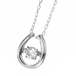 ダイヤモンドペンダント/ネックレス 一粒  K18 ホワイトゴールド 0.08ct ダンシングストーン ダイヤモンドスウィングネックレス 揺れるダイヤが輝きを増す☆ 馬蹄モチーフ 揺れる ダイヤ
