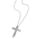 ダイヤモンドペンダント/ネックレス 10粒 0.2ct K18 ホワイトゴールド 十字架 クロスモチーフ 人気のクロスダイヤ