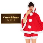 【クリスマスコスプレ 衣装】Peach×Peach レディース キュートサンタクロース サンタコスプレ女性用 ポンチョ＆ショートパンツ