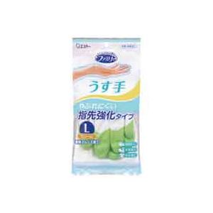 （まとめ買い）エステー ファミリービニール薄手指先強化L グリーン 【×20セット】