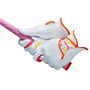 （まとめ）PARADISO レディースゴルフグローブ（手袋）（両手用） ホワイト（白） 20cm 【×2セット】