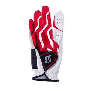 （まとめ）ブリヂストンゴルフ グローブ（手袋） 片手用／左手用 WR（白／赤） 26cm Anti-Slip Grip 【×2セット】