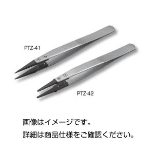 (まとめ)ESDピンセット 【先丸タイプ】 本体/非磁性ステンレス 先端/PPSプラスチック PTZ-42 【×10セット】