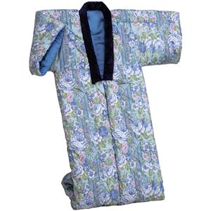 綿混わた入りかいまき布団 幅130cm×長さ185cm 日本製 ブルー（青） ［防ダニ効果］