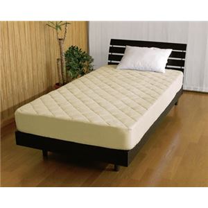 綿フラノ敷パッド一体型ボックスシーツ 【シングルサイズ】 椿オイル加工 中綿入り(起毛) 全周ゴム付き アイボリー 