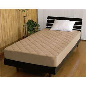 綿フラノ敷パッド一体型ボックスシーツ 【ダブルサイズ】 椿オイル加工 中綿入り(起毛) 全周ゴム付き ブラウン