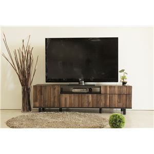 ローボード(テレビ台/テレビボード) 木製 幅145cm 引き出し/収納棚/フラップ扉付き ダークブラウン 【日本製】