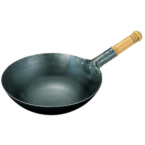 山田工業所 鉄 打出木柄 中華片手鍋 27cm