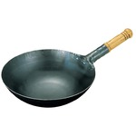 山田工業所 鉄 打出木柄 中華片手鍋 27cm