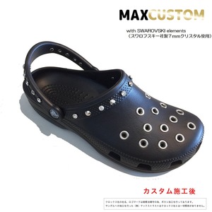 クロックス スワロフスキーｘパンク カスタム黒 ブラック crocs custom SWAROVSKIxPunk 27cm(M9/W11)