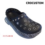 クロックス 改 アニマルゼブラ パンク カスタム ブラック 黒 crocs 改 crocband animal clog クロッグ サンダル【クロカスタム】 24cm(M6/W8)