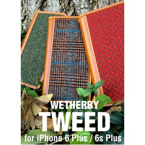 iPhone6 Plus/6s Plus ケース 手帳 ツイード 本革 WETHERBY Tweed iPhone6 Plus iPhone6s Plus レザー 本革  (Red)