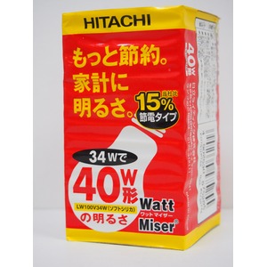 【在庫処分25個セット】HITACHI シリカ電球（白色電球） 40W 15％節電形 E26 LW100V34W 日立