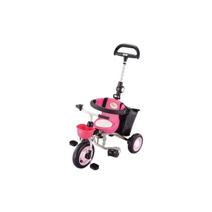 折りたたみ三輪車(幼児用自転車/乗用玩具) ピンク 重さ 9.0kg 舵取り棒付き 【折りたたみコンポ タウン】
